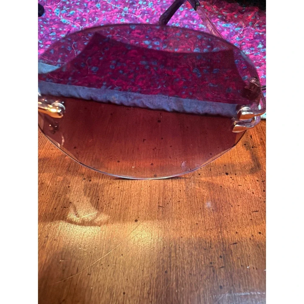 Oversized Rimless Scalloped Flower Sunglasses Purple Gradient UV400 J10450